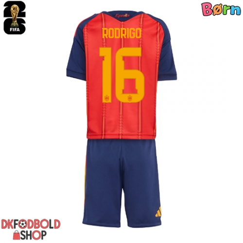 Spanien Rodri Hernandez #16 Hjemmebanesæt Børn VM 2026 Kort ærmer (+ korte bukser)